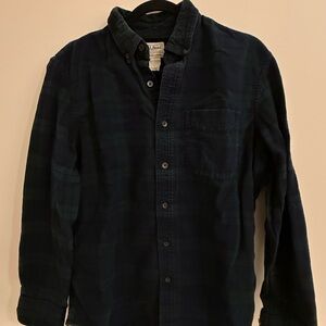 LL Bean Dark Green Plaid Shirt